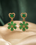 Green floral drop earrings product view