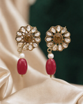 Clear floral red drop earrings product view