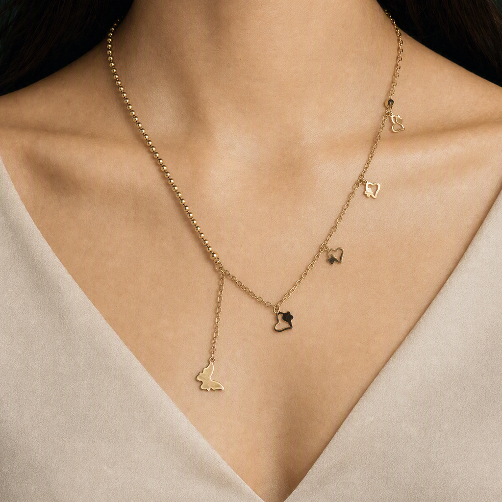 Charm chain necklace styled view