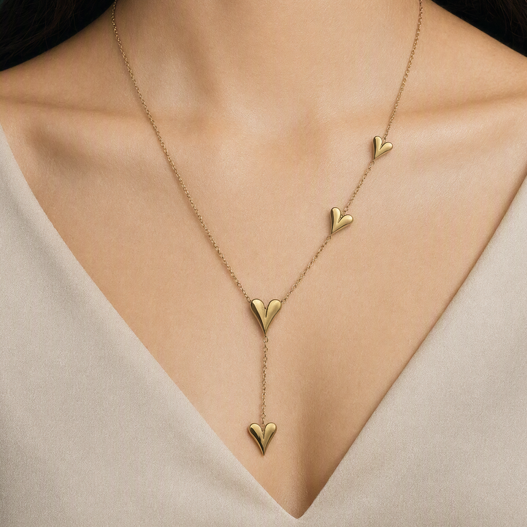 Heart Y necklace styled view