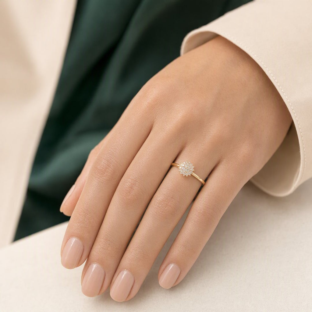 Blossom Cluster Ring worn on model view 3