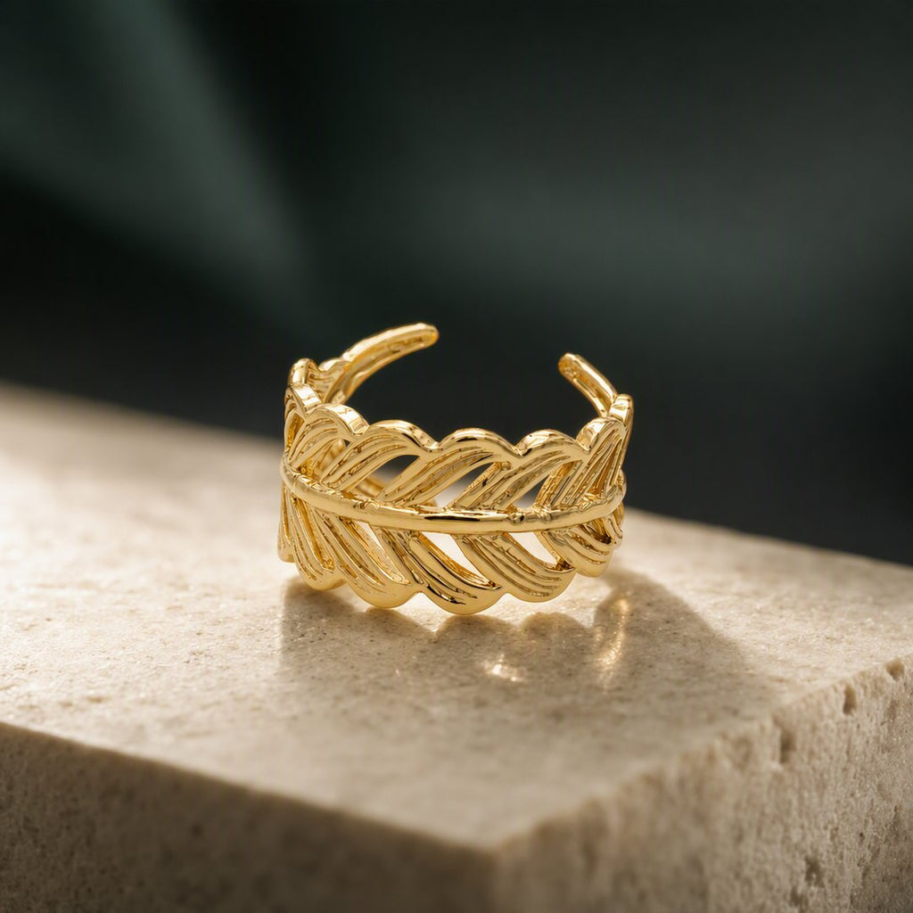 Feather Leaf Band Ring by RARE