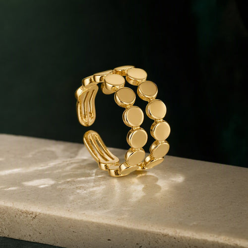 Golden Disc Wide Band Ring by RARE view 2