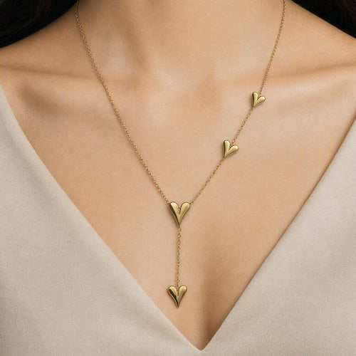 Heart Lariat Y-Necklace worn on model view 2
