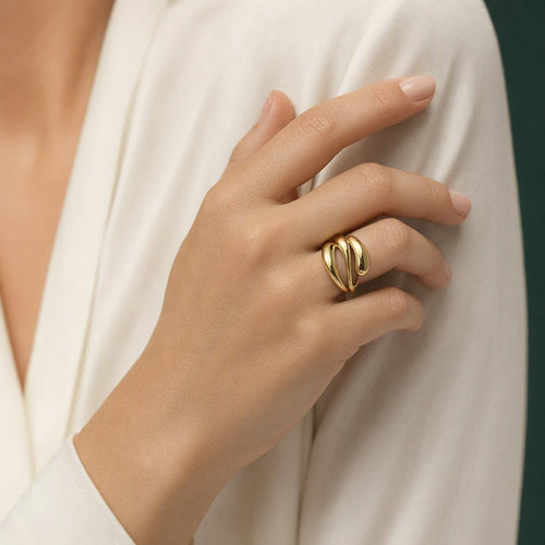 Molten Dome Statement Ring worn on model view 2