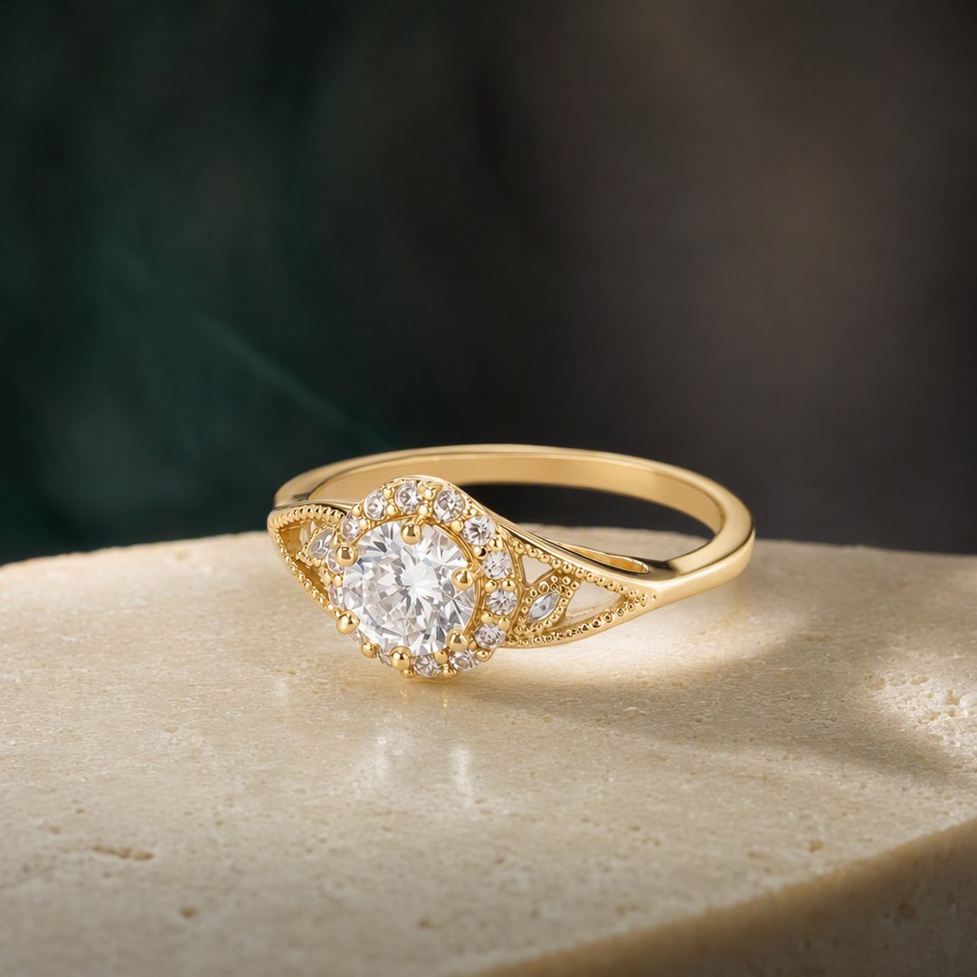 Vintage Split-Shank Halo Ring by RARE