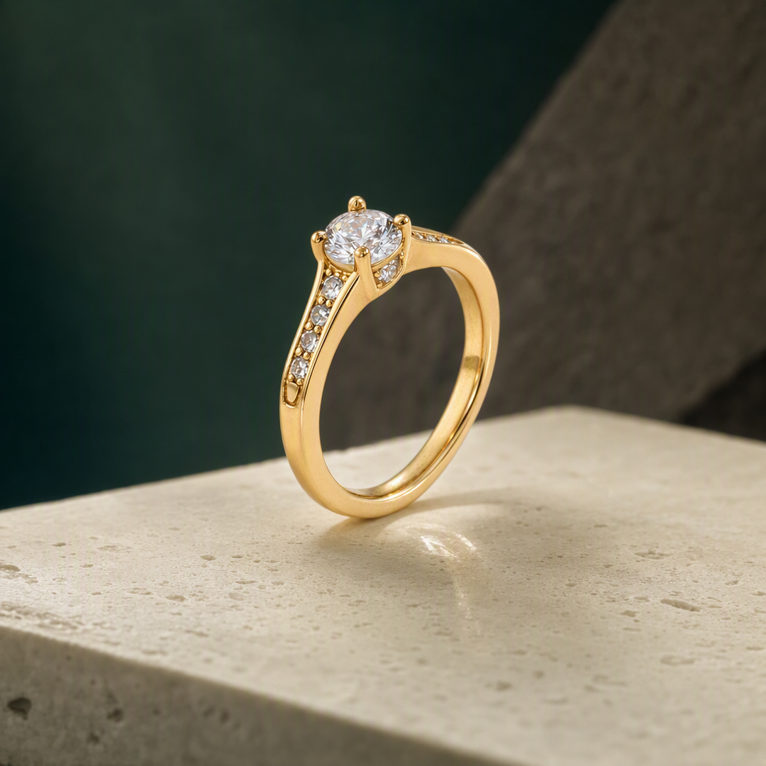 Solitaire pave ring square product view