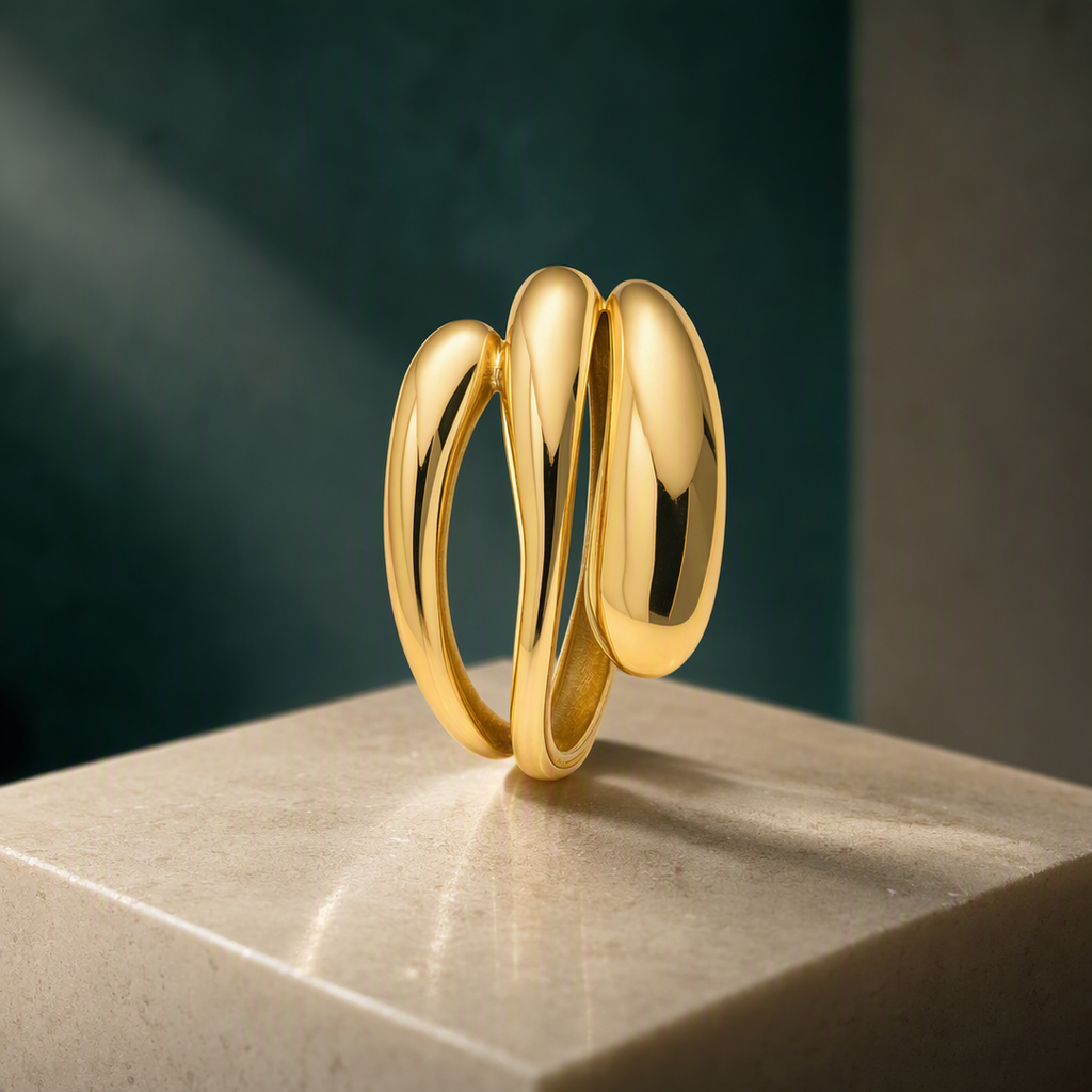 Sculptural crossover ring square product view