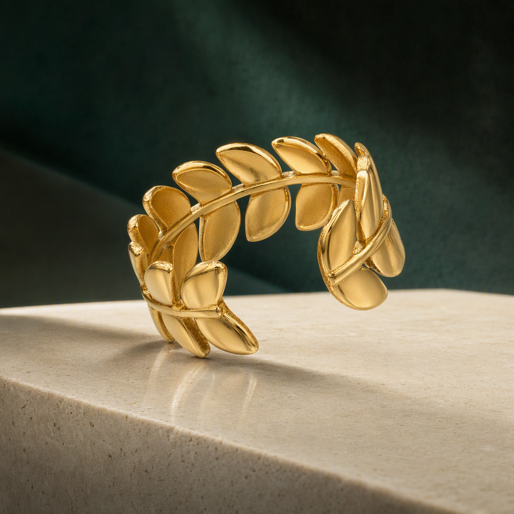Laurel leaf ring square product view
