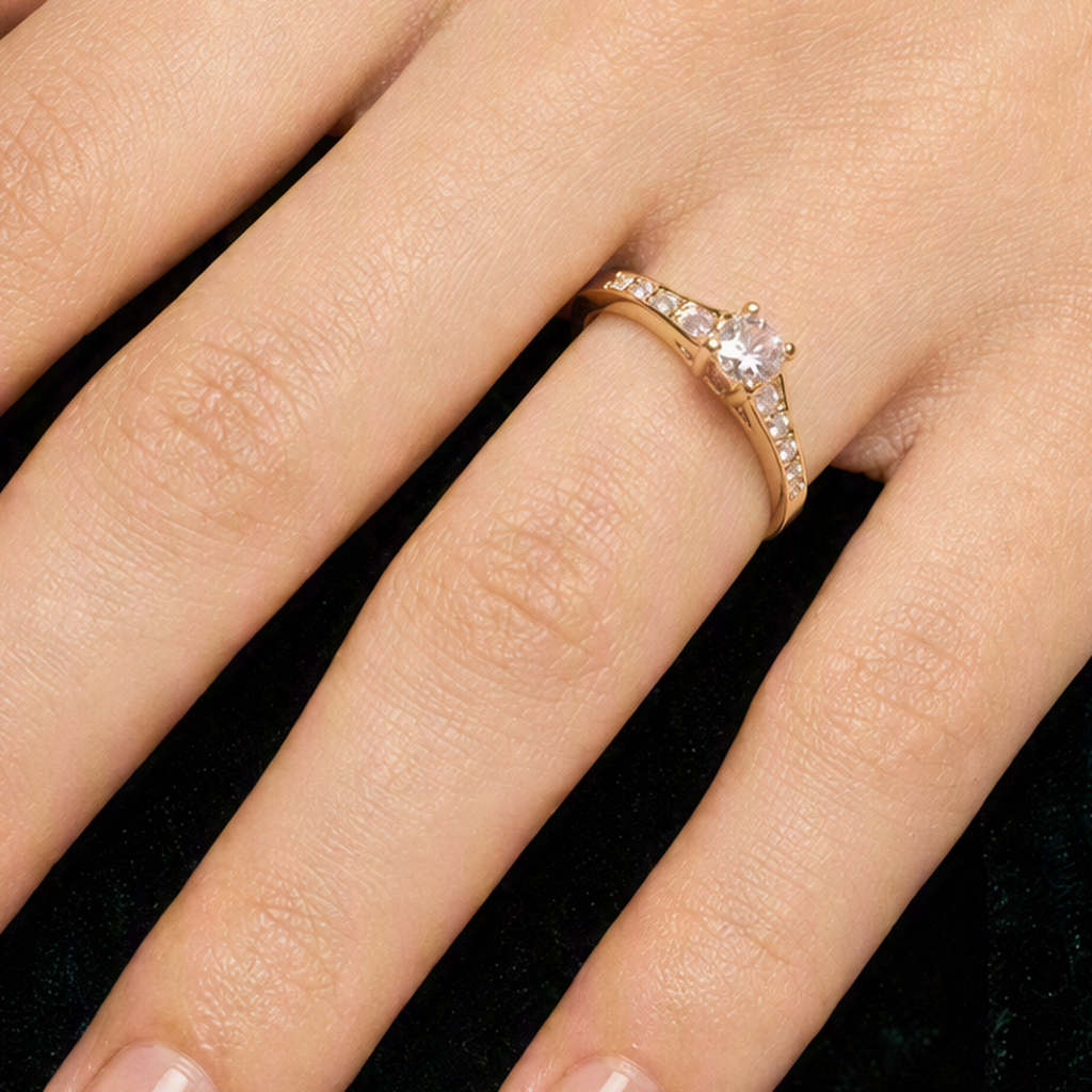 Solitaire pave ring styled view