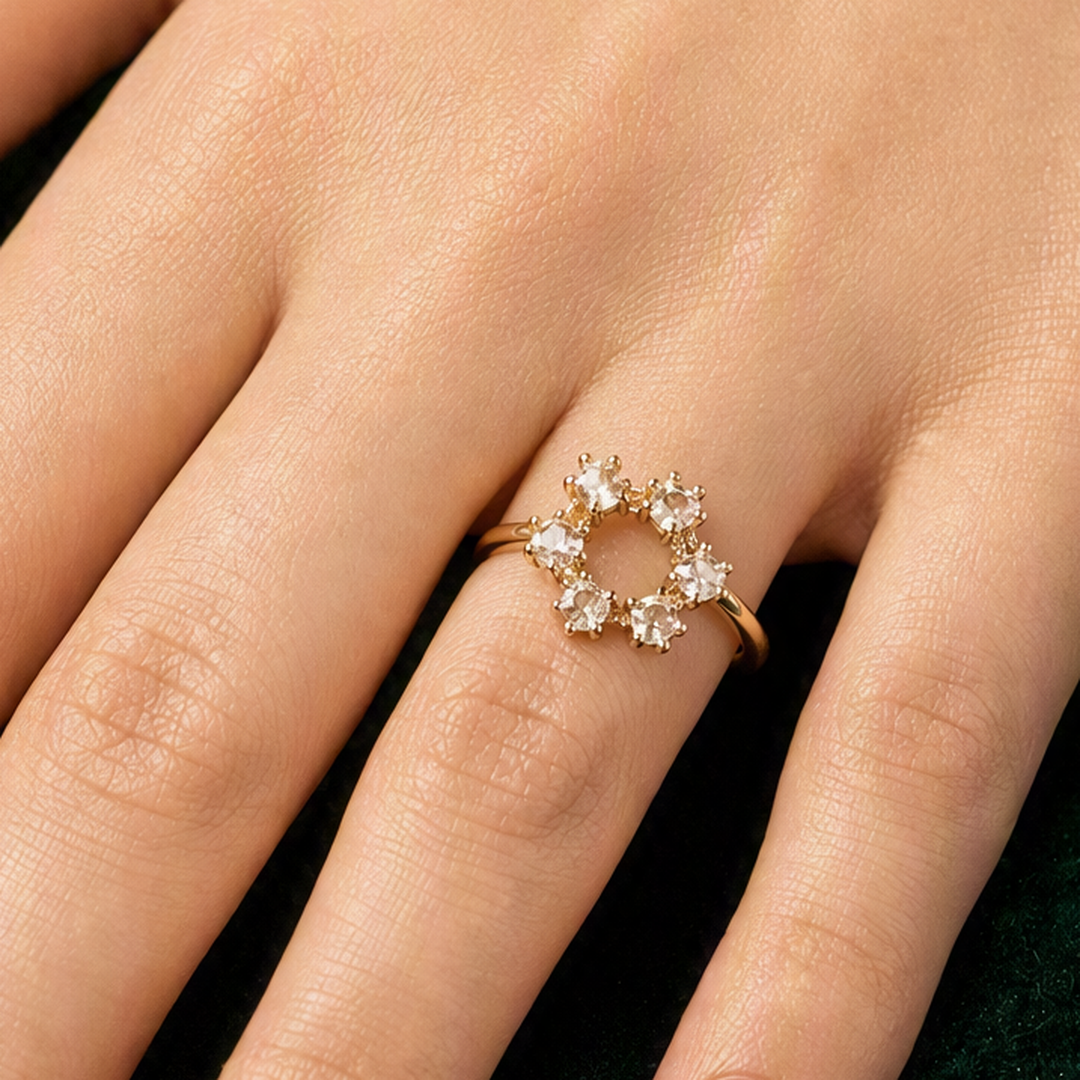 Floral halo ring styled view
