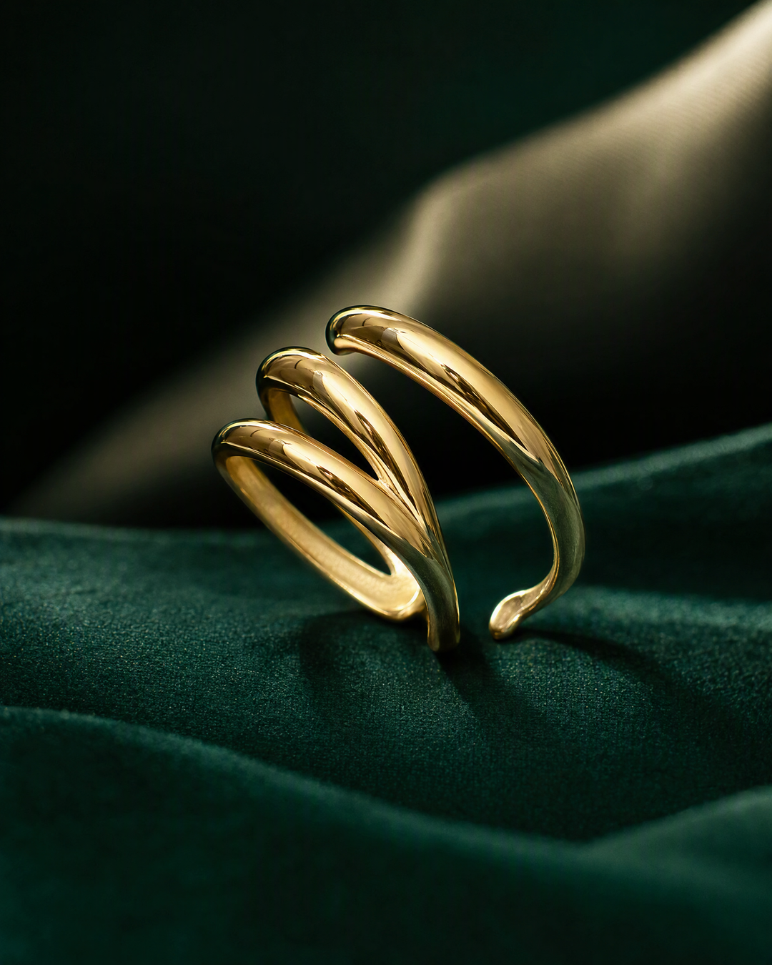 Sculptural crossover ring portrait product view